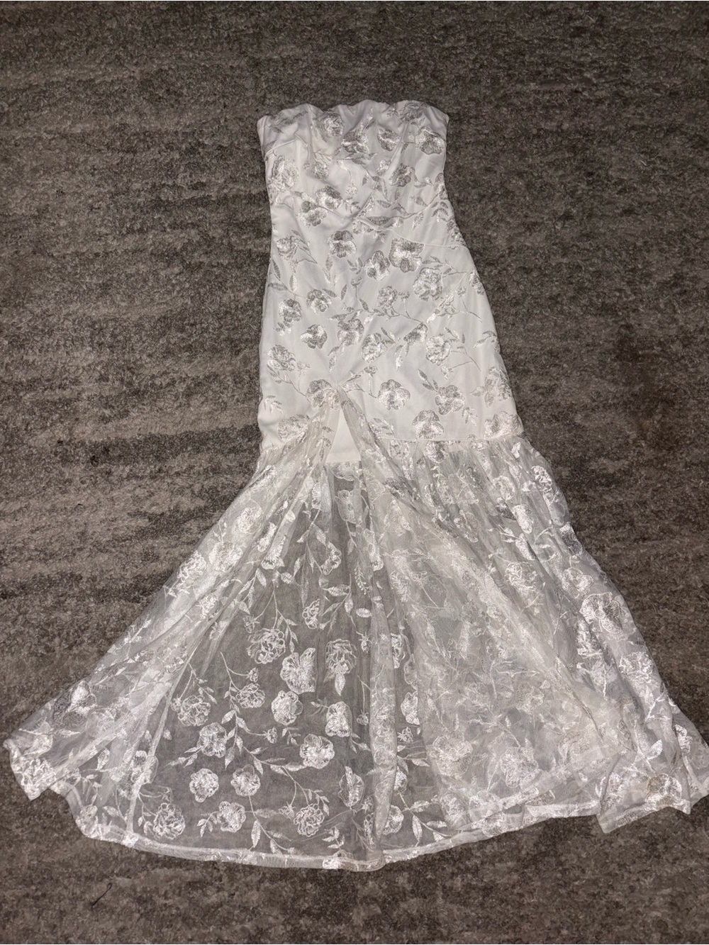 Strapless White Lace Mermaid Dress